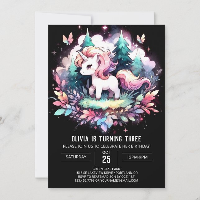Invitación Elegante Personalizado Horse Cumpleaños (Anverso)