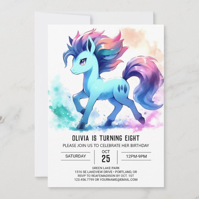 Invitación Elegante Personalizado Horse Cumpleaños (Anverso)