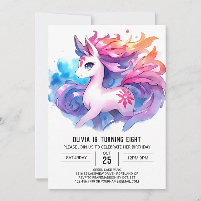 Invitación Elegante Personalizado Horse Cumpleaños (Anverso)