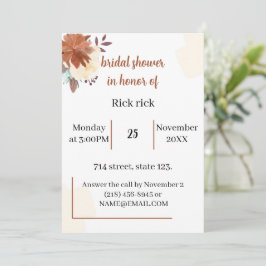 Invitación Elegante Personalizado marrón ducha de novia