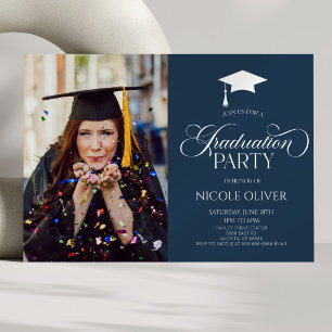 Invitación Elegante Personalizado Minimalista Mínimo de Gradu