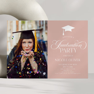 Invitación Elegante Personalizado Minimalista Mínimo de Gradu