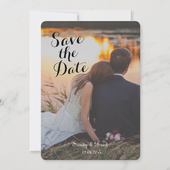 Invitación Elegante Personalizado moderno foto cambio Boda de (Anverso)