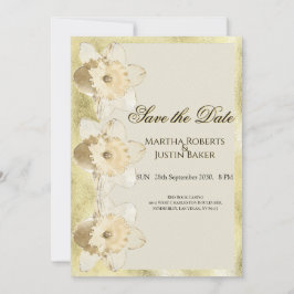 Invitación Elegante personalizado narciso flor con marco dora