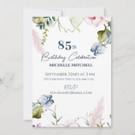 Invitación Elegante Personalizado Rosa Azul 85º cumpleaños