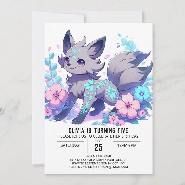 Invitación Elegante Personalizado Wolf Digital Birthday (Anverso)