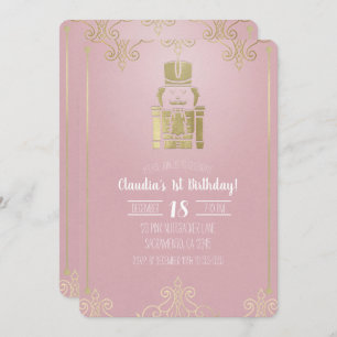 Invitación Elegante petaca y dorada Primer cumpleaños