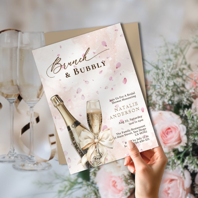 Invitación Elegante Petals Brunch & Bubbly Bridal Shower (Elegant Petals Brunch & Bubbly Bridal Shower Invitation)
