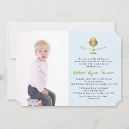 Invitación Elegante Photo Boy Gold Chalice Santa Comunión