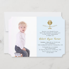 Invitación Elegante Photo Boy Gold Chalice Santa Comunión