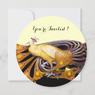 INVITACIÓN ELEGANTE PICOCA EN CÍRCULO DE CREMA NEGRO AMARILLO