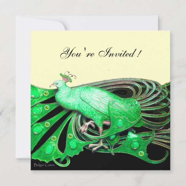 INVITACIÓN ELEGANTE PICOCA EN VERDE, NEGRO Y ORO (Anverso)