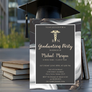 Invitación Elegante Piedra de Mármol, Fiesta de Graduación de
