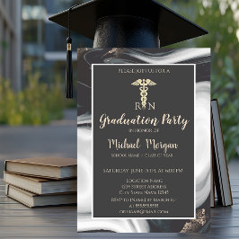 Invitación Elegante Piedra de Mármol , Partido de Graduación 
