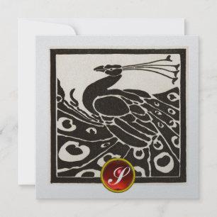 INVITACIÓN ELEGANTE PIEL DE PLATA NEGRA, GEMA DE RUBY ROJO MO