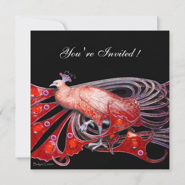 INVITACIÓN ELEGANTE PIEL EN ROJO Y NEGRO (Anverso)