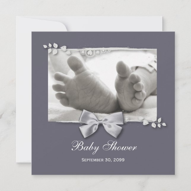 Invitación Elegante Pies De Recién nacido Baby Shower Con Col (Anverso)