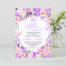Invitación Elegante Pink & Purple Floral Quinceanera Cumpleañ