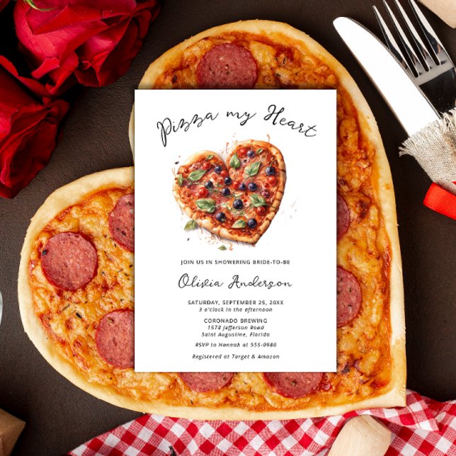 Invitación Elegante Pizza Mi Corazón Ducha Bridal Italiana (Subido por el creador)
