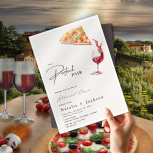 Invitación Elegante Pizza & Wine Perfecto Pair Prueba Cena