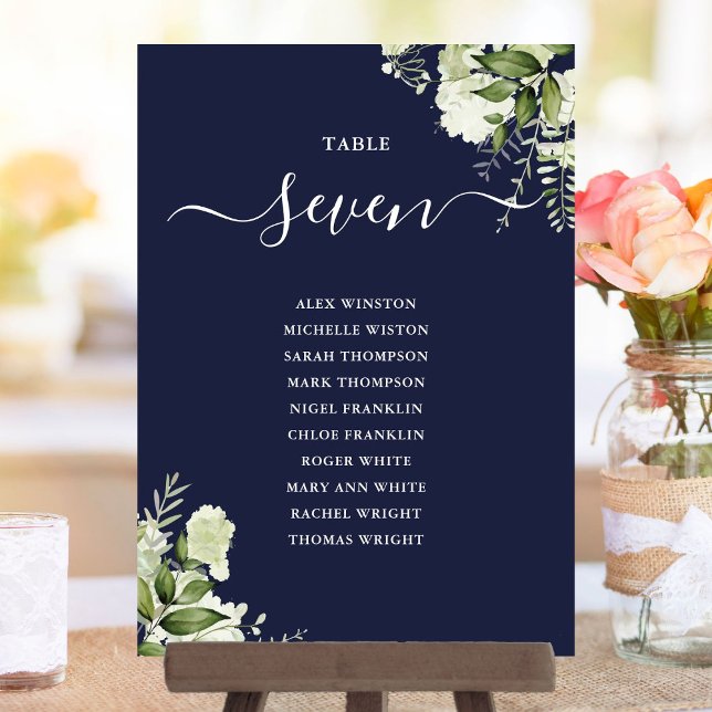 Invitación Elegante plan de asientos de follaje de vegetación (Elegant Greenery Foliage Seating Plan Table Number)