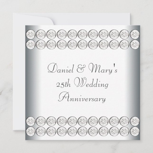 Invitación Elegante plata 25 aniversario de bodas (Anverso)