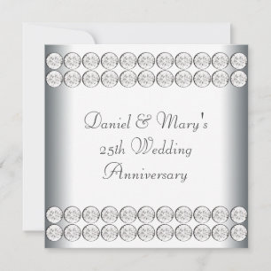 Invitación Elegante plata 25 aniversario de bodas