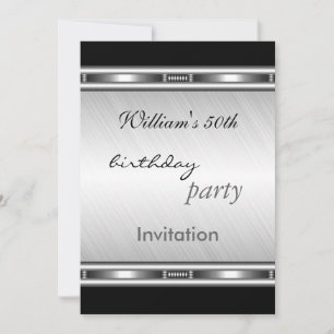 Invitación Elegante Plata Fiesta de cumpleaños 50