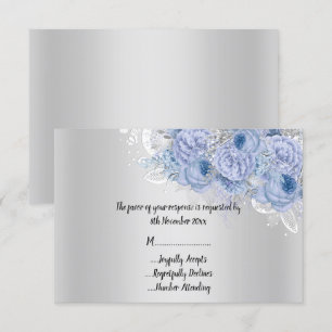 Invitación Elegante plata metálica floral Lilac Bouquet RSVP
