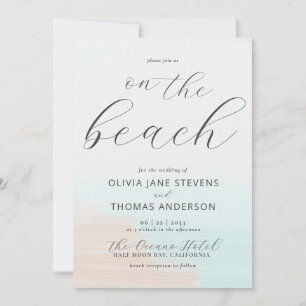 Invitación Elegante playa abstracta de océano en un solo Boda