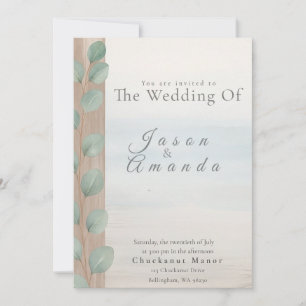 Invitación Elegante playa con lavado azul suave y dólar de ar