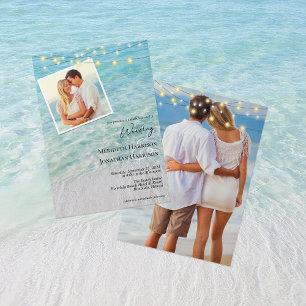 Invitación Elegante playa de 2 Fotografías Seaside String Lig