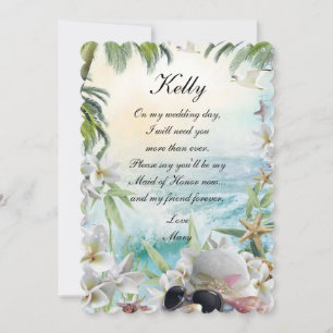 Invitación Elegante Playa Tropical Floral De Honor