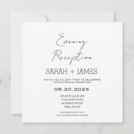 Invitación Elegante Plaza Boda de Recepción Blanca