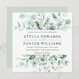 Invitación Elegante Plaza Boda Verde Foliage