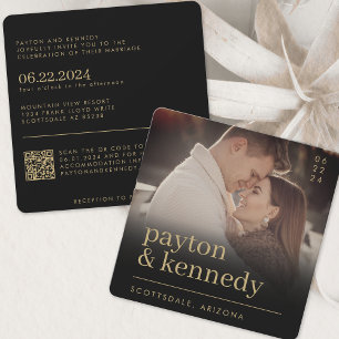 Invitación Elegante plaza simple de Moda en negro y oro