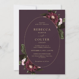Invitación Elegante Plum Purple Burgundy Boda Floral