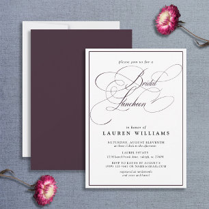 Invitación Elegante Plum Purple Calligraphy Bridal Luncheon