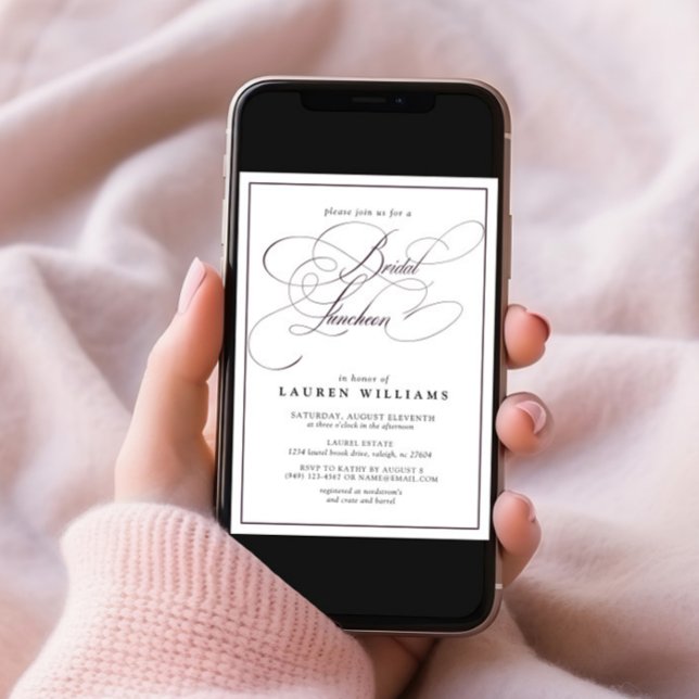 Invitación Elegante Plum Purple Calligraphy Bridal Luncheon (Subido por el creador)