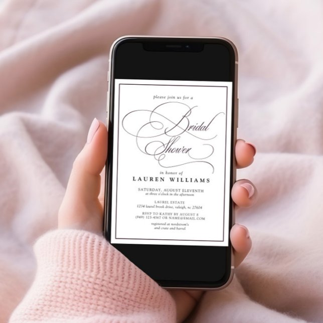 Invitación Elegante Plum Purple Calligraphy Bridal Shower (Subido por el creador)