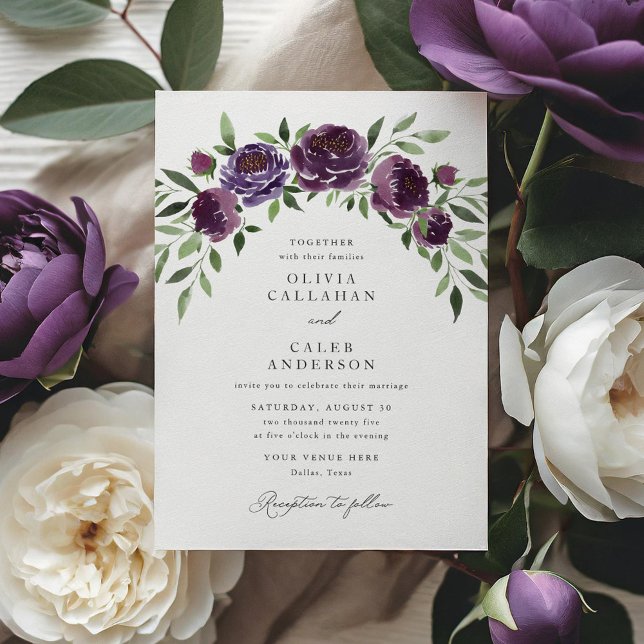 Invitación Elegante Plum Purple Floral Boda (Subido por el creador)