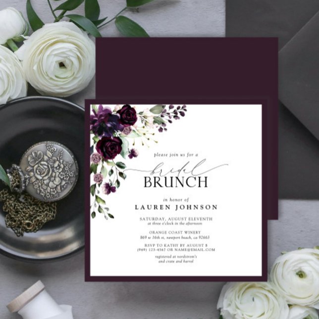 Invitación Elegante Plum Purple Floral Bridal Brunch (Subido por el creador)