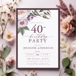 Invitación Elegante Plum Purple Floral Script 40 cumpleaños<br><div class="desc">Establece el tono para una sofisticada celebración con una elegante invitación de cumpleaños de guion floral de ciruela morada. Con ricos tonos ciruela y delicados acentos florales, este diseño desprende un toque de lujo y refinamiento. La elegante tipografía de escritura añade un toque personalizado, perfecto para un cumpleaños de hito...</div>
