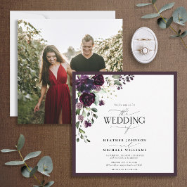 Invitación Elegante Plum Purple Mauve Floral acuarela Foto