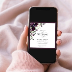 Invitación Elegante Plum Purple Mauve Floral acuarela Foto