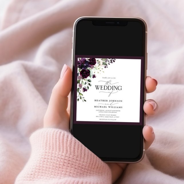 Invitación Elegante Plum Purple Mauve Floral acuarela Foto (Subido por el creador)