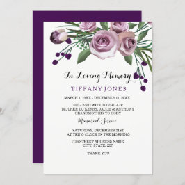 Invitación Elegante Plum Purple Rosa Funeral Memorial Service