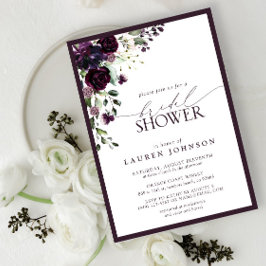 Invitación Elegante Plum Purple Watercolor Bridal Shower