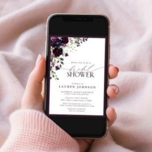 Invitación Elegante Plum Purple Watercolor Bridal Shower