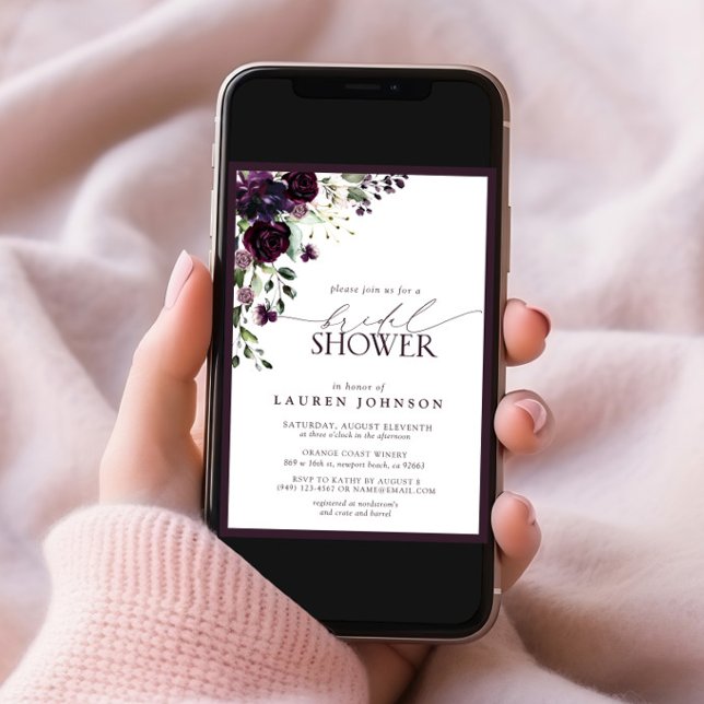 Invitación Elegante Plum Purple Watercolor Bridal Shower (Subido por el creador)